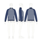Mock neck sweatshirt pullover flat sketch, croqui sketch