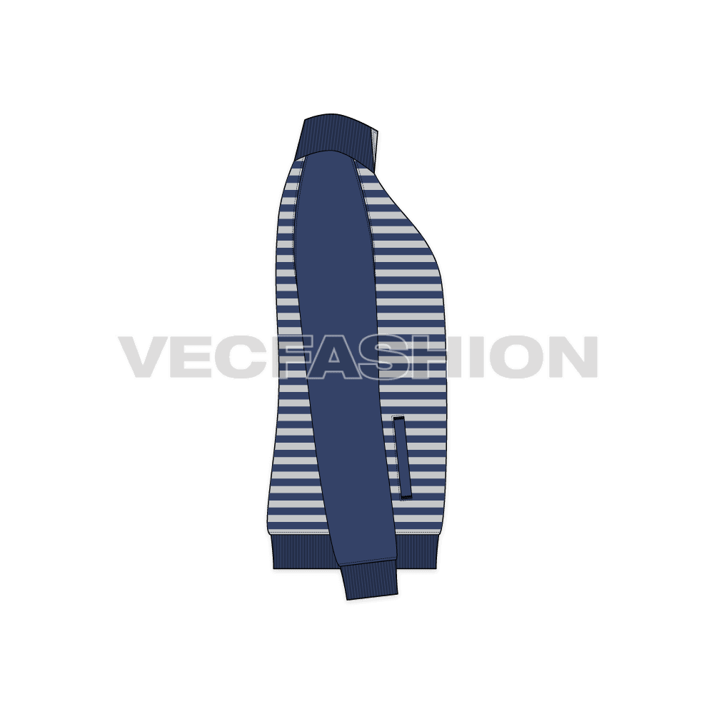 Mock neck sweatshirt pullover flat sketch, side view