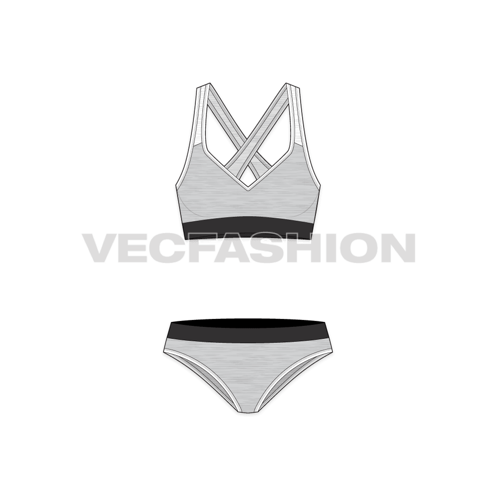 Modern cotton lined bralette flat sketch, front view