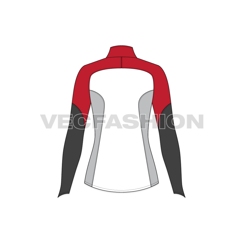 Moto sport jacket flat sketch, back view