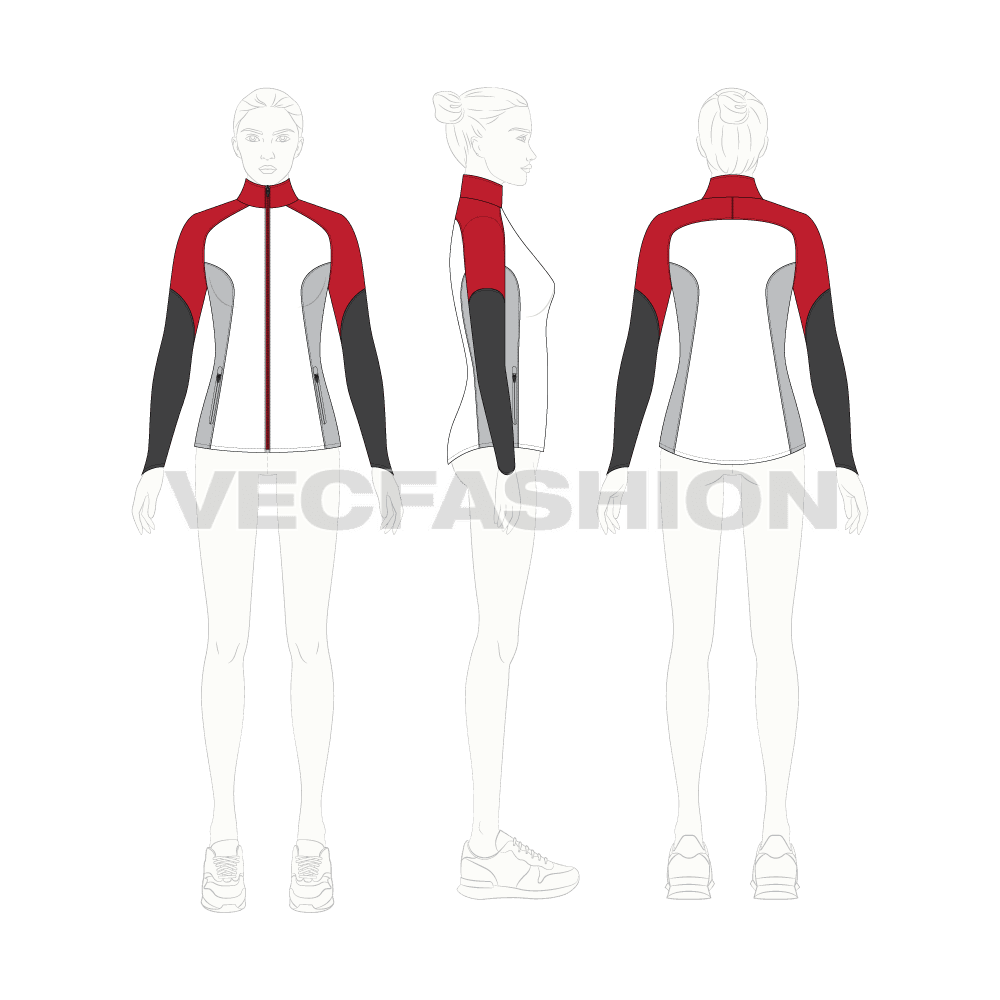 Moto sport jacket flat sketch, croqui sketch