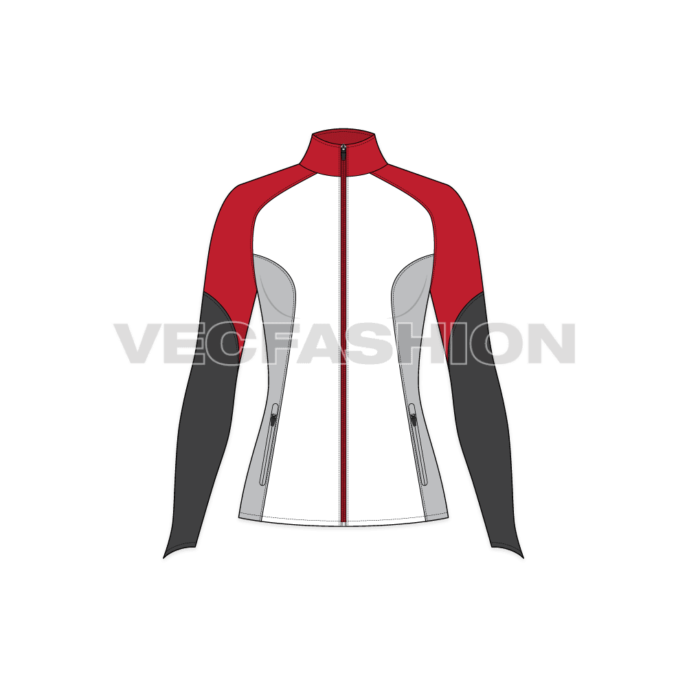 Moto sport jacket flat sketch, front view