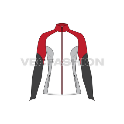 Moto sport jacket flat sketch, front view