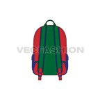 Multi purpose backpack, color blocked flat sketch, view 2