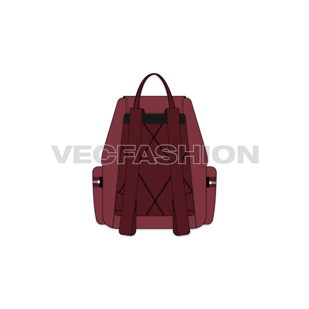 Multi-purpose backpack flat sketch, view 2