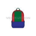 Multi purpose backpack, color blocked flat sketch, view 1