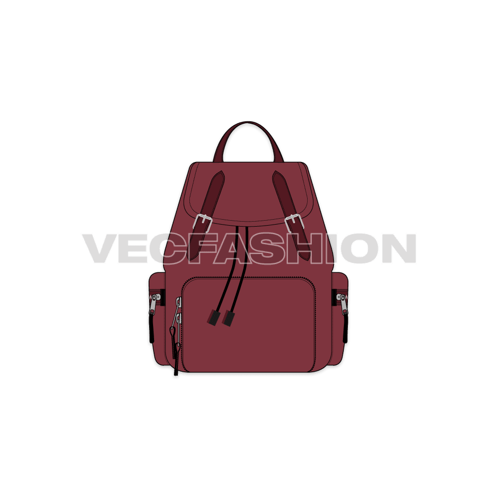Multi-purpose backpack flat sketch, view 1
