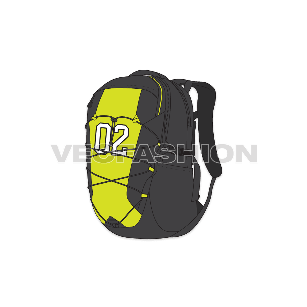 Multi purpose sport backpack flat sketch, view 3