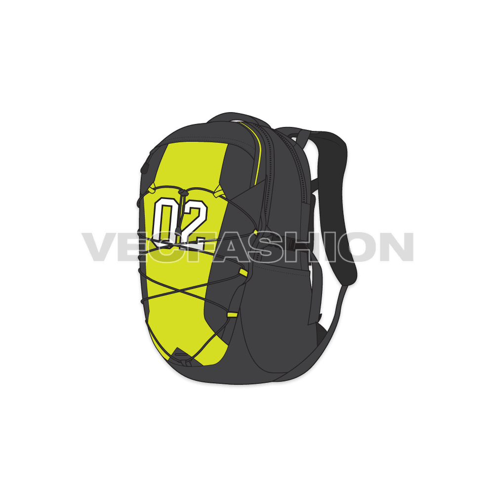 A fully editable vector template for Multi Purpose Sport Backpack. It has 3 views illustrated and heavy on construction and design detailing.   