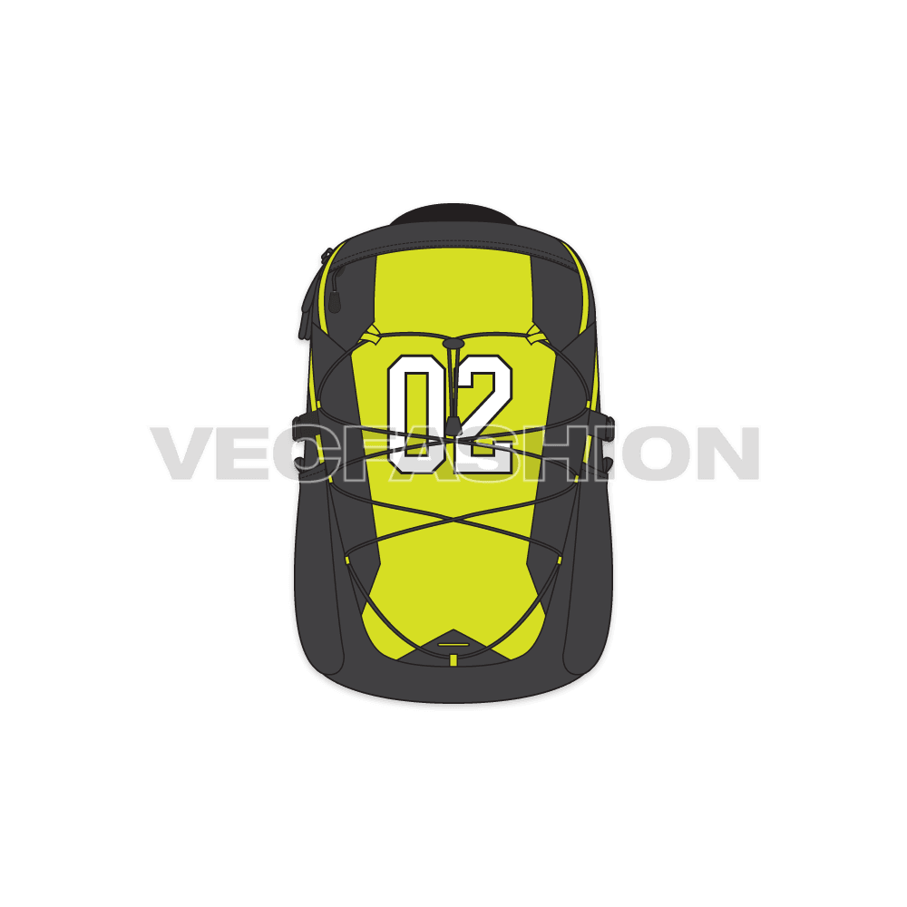 Multi purpose sport backpack flat sketch, view 1