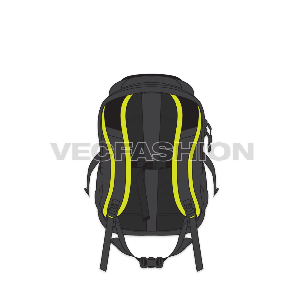 Multi purpose sport backpack flat sketch, view 2