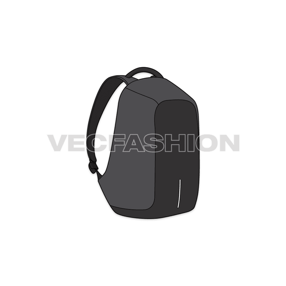 Multi purpose luxury travel bag flat sketch, view 3
