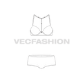 Multi way push-up bra flat sketch, front view