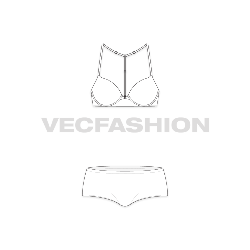 A vector template for Multi Way Push-up Bra