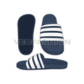 Nautical casual slippers flat sketch