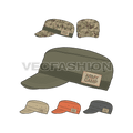 Olive green army cap flat sketch