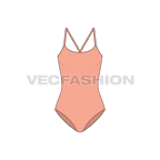 One piece beach swimsuit flat sketch, front view
