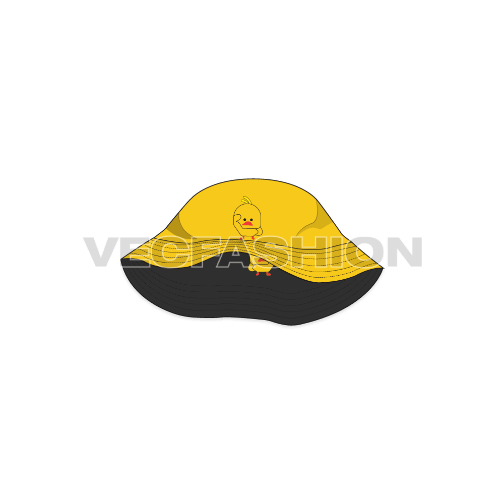 Reversible bucket hat for kids flat sketch, view 2
