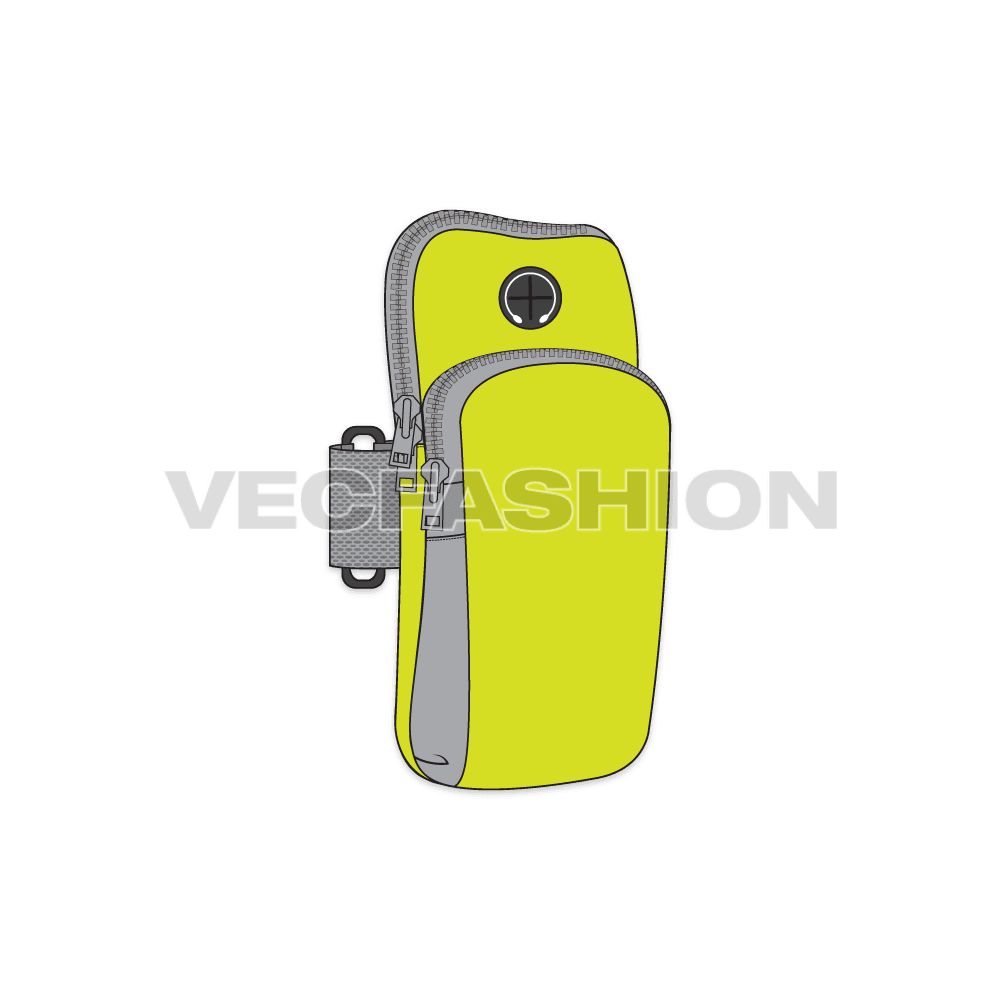 Running mobile phone arm bag flat sketch