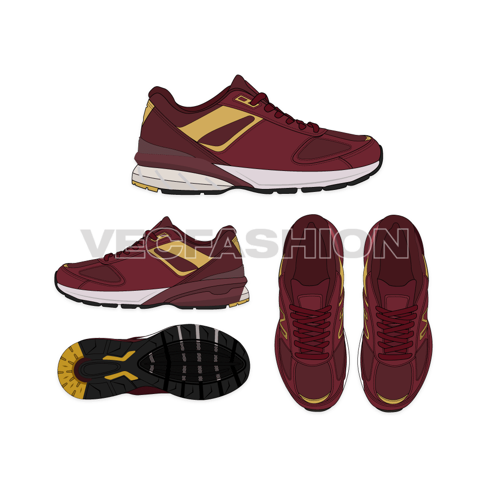Running sport sneakers flat sketch
