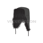 Russian hat with thick fur flat sketch, view 3