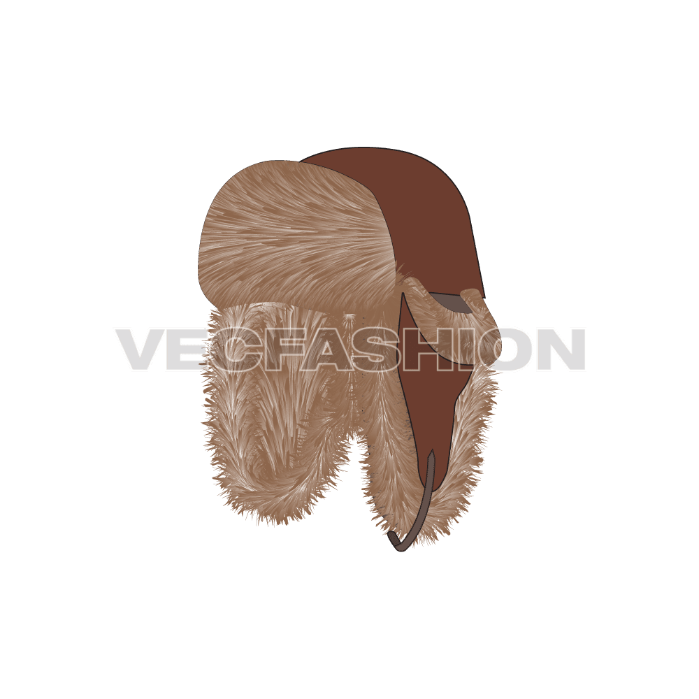 Russian hat with thick fur flat sketch, view 2