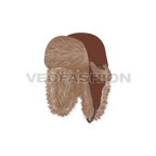 Russian hat with thick fur flat sketch, view 2