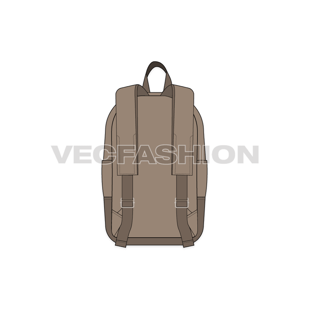 School book bag flat sketch, view 2