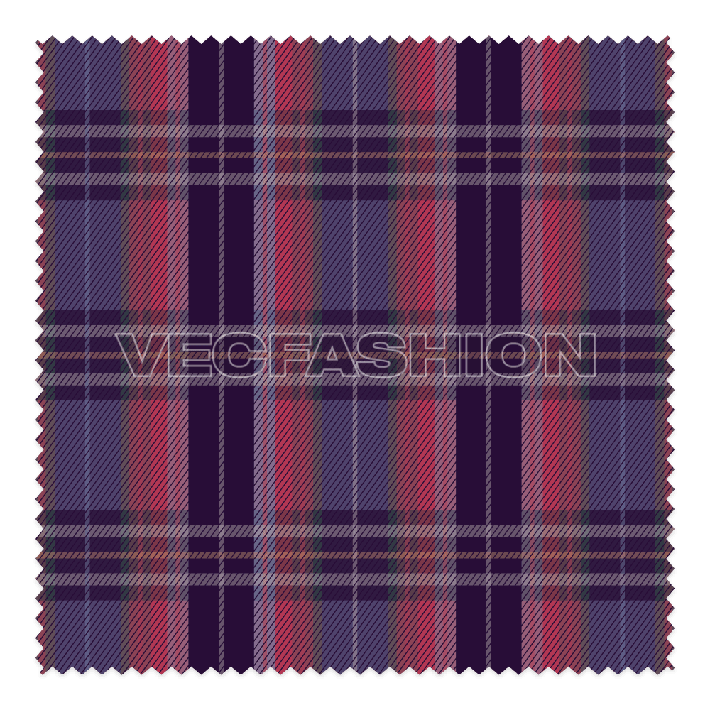 Scottish tartan fabric texture flat sketch, view 1