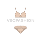 Seductive comfort lace push-up bra flat sketch, front view