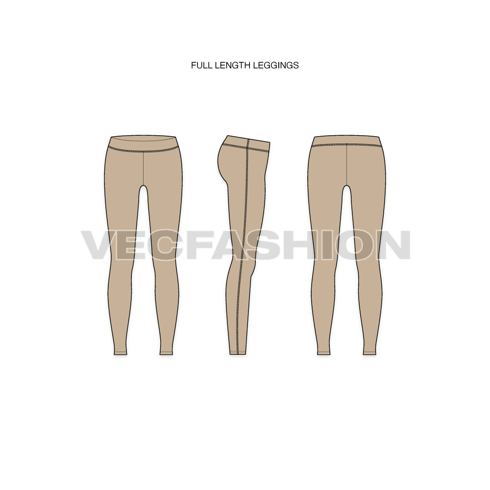Set of 7 yoga pants flat sketch, view 2