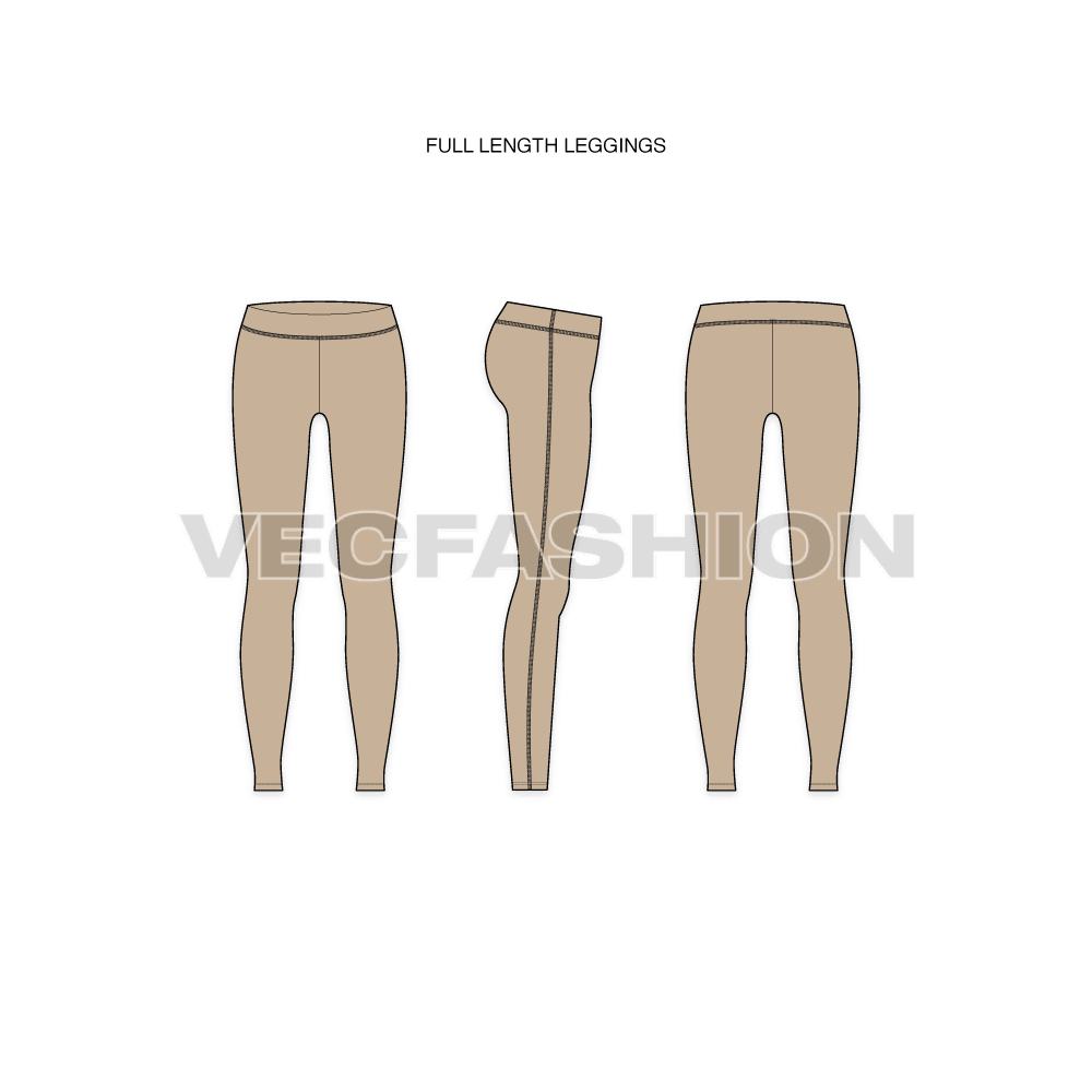 A complete set of Set of 7 Yoga Pants for women, having all 7 Lengths to use for multi-purpose activities. These vector templates are designed especially to use for Women's Active/Sportswear. These templates are created keeping full focus on body curves, depicting in-depth body muscle details.