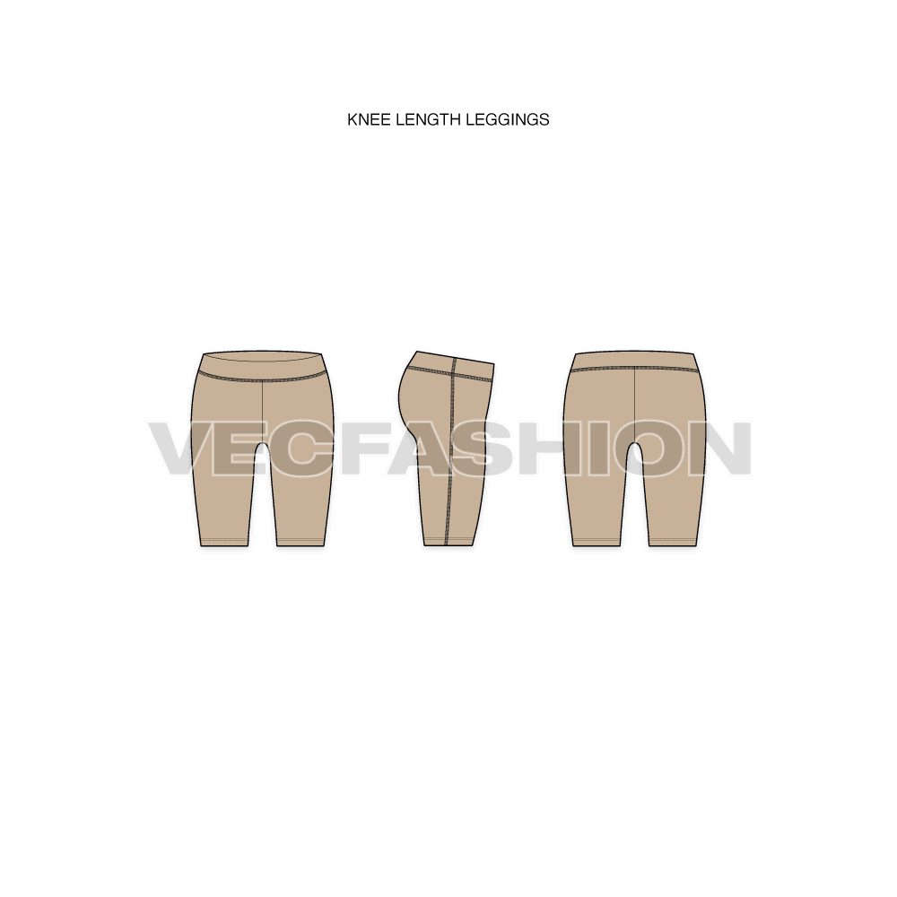 Set of 7 yoga pants flat sketch, view 5