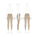 Set of 7 yoga pants flat sketch, view 8
