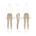 Set of 7 yoga pants flat sketch, view 8