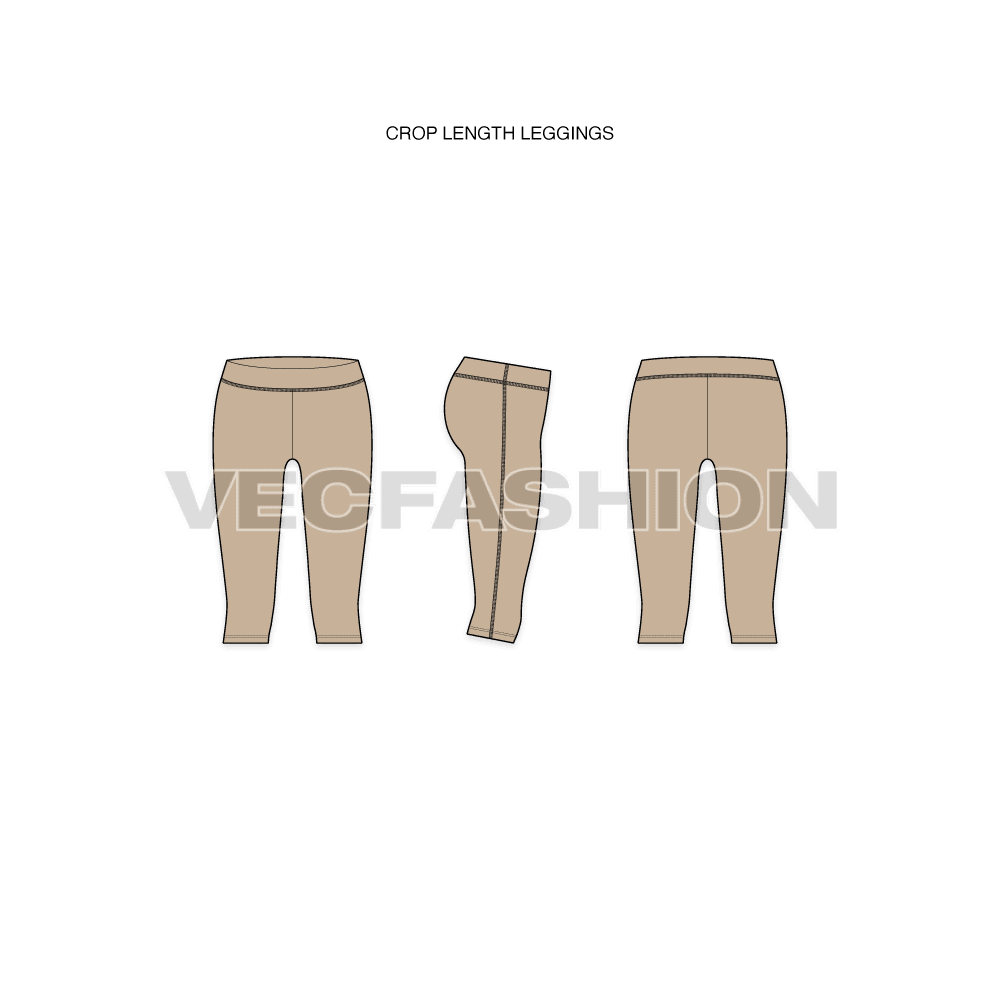Set of 7 yoga pants flat sketch, view 4