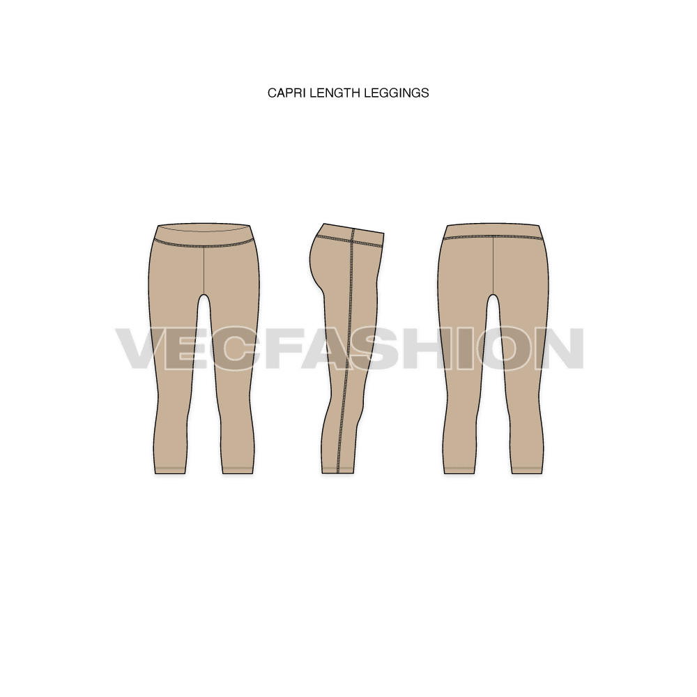 Set of 7 yoga pants flat sketch, view 3