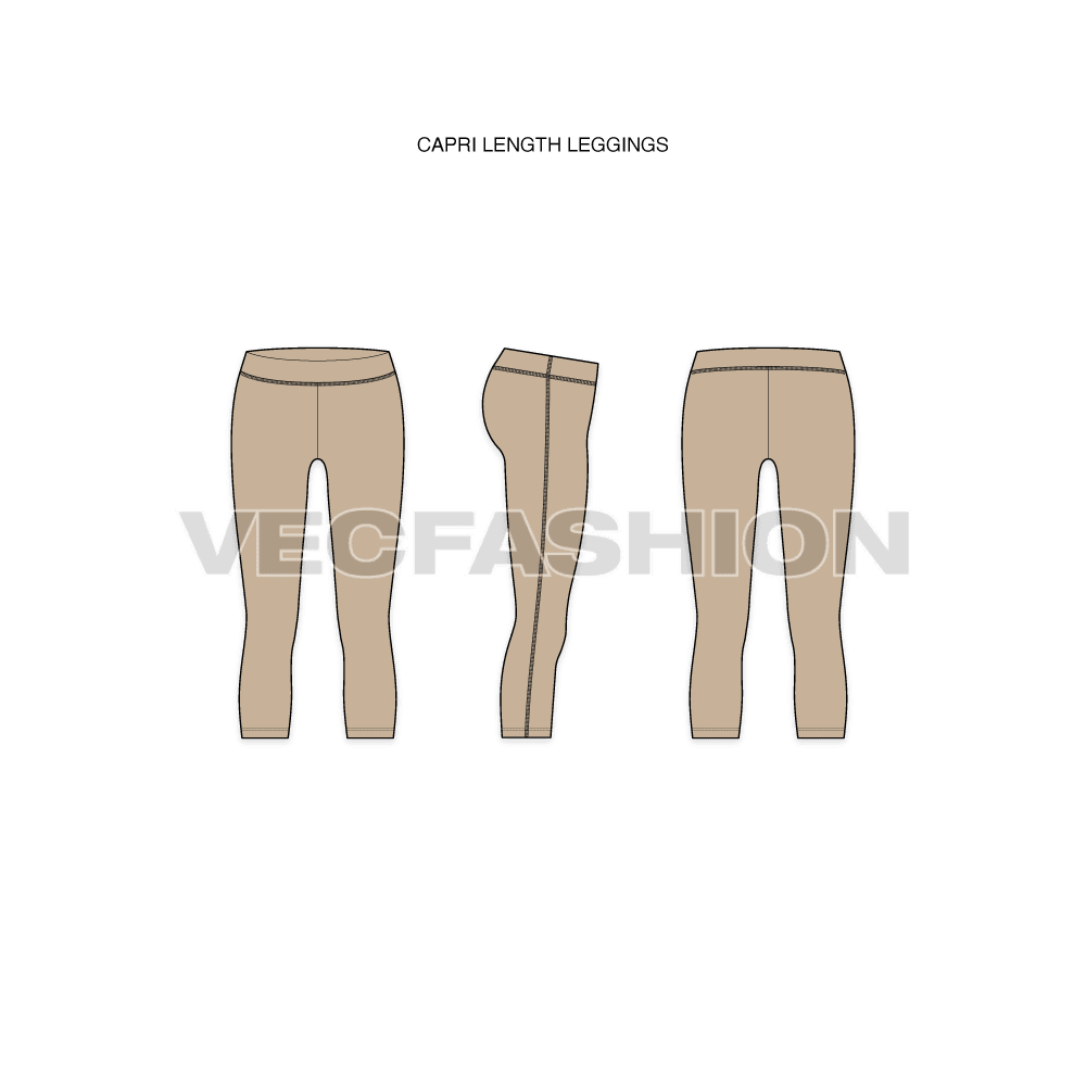 A complete set of Set of 7 Yoga Pants for women, having all 7 Lengths to use for multi-purpose activities. These vector templates are designed especially to use for Women's Active/Sportswear. These templates are created keeping full focus on body curves, depicting in-depth body muscle details.