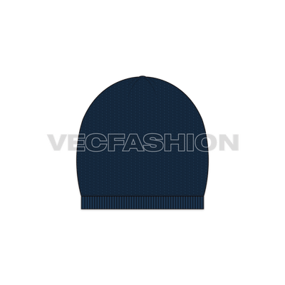 A simple vector drawing for Sherpa Fleece Winter Cap. It is in Navy blue color and added with seamless pattern that looks like sherpa fleece. 