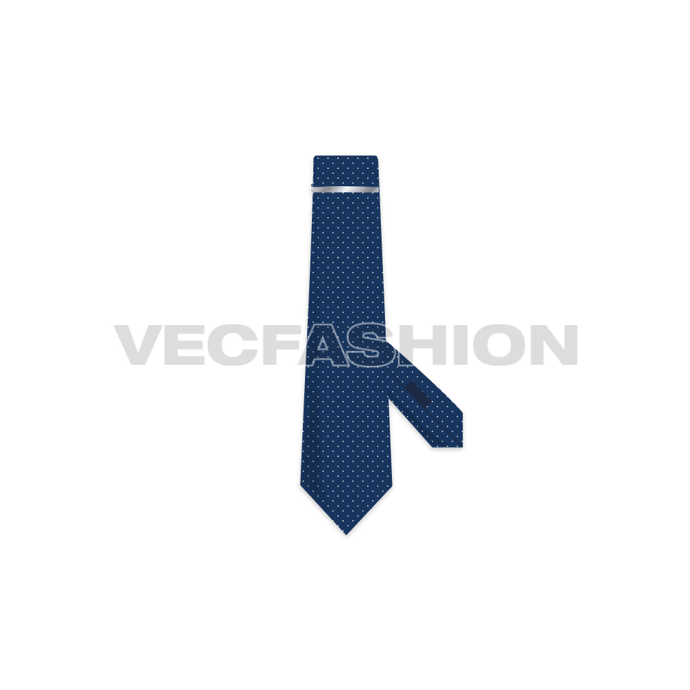 Shirt tie with metal pin flat sketch