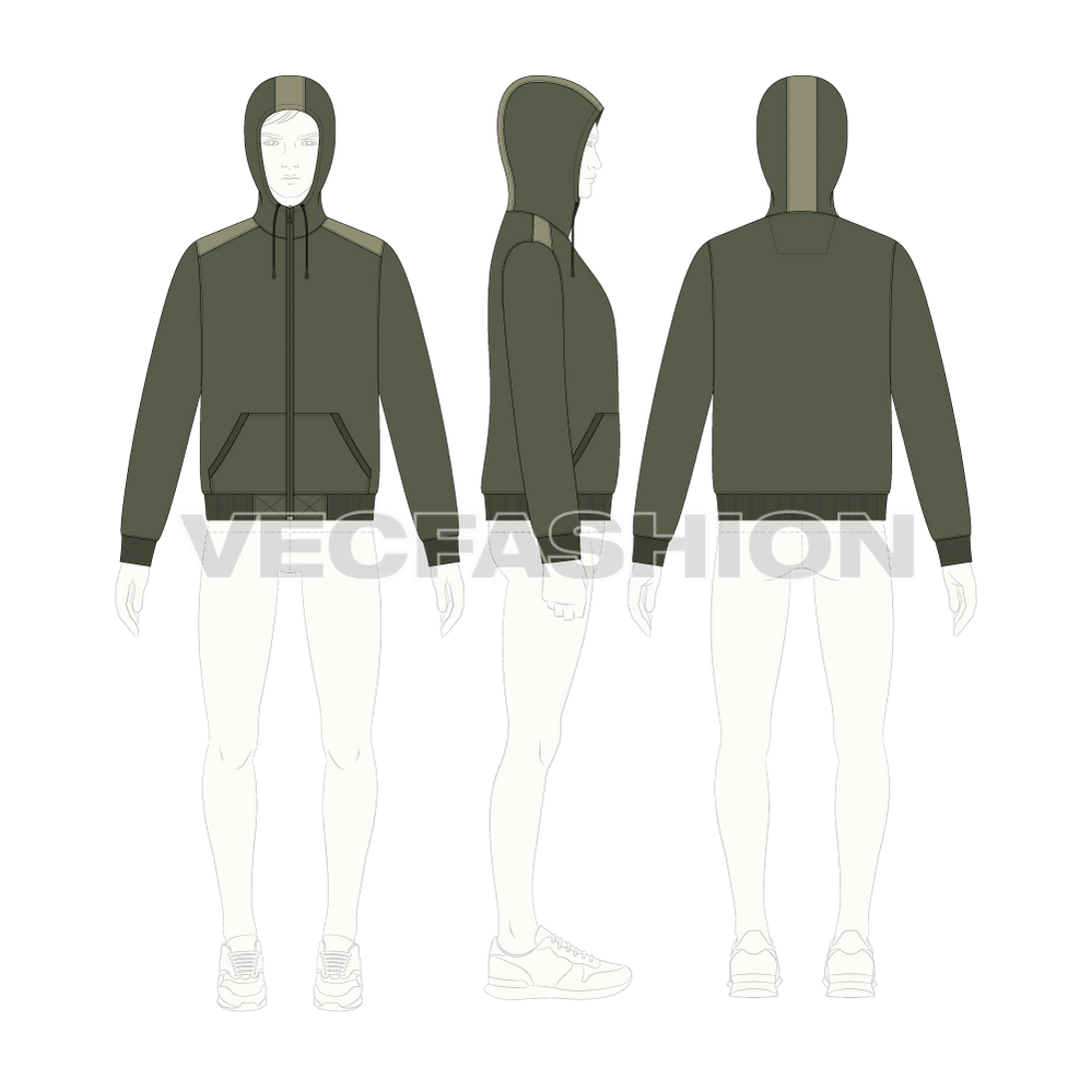 Short Body Olive Green Hoodie VecFashion