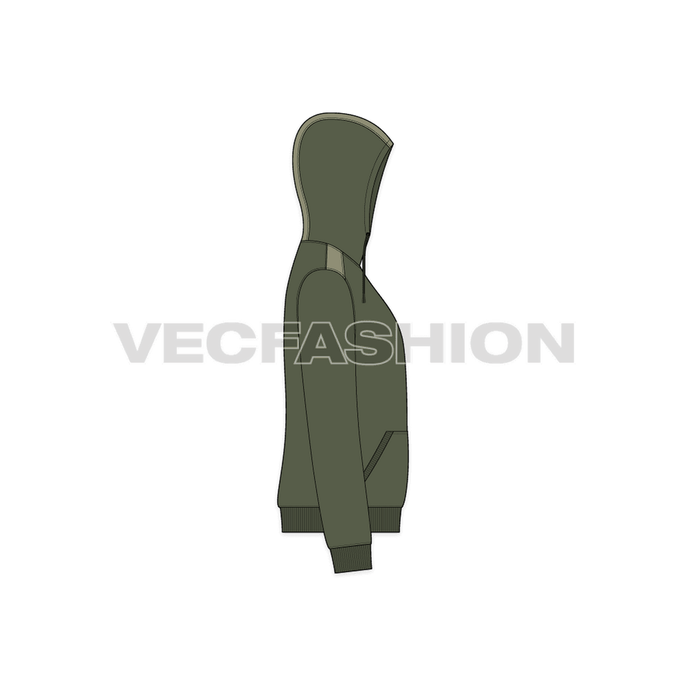 Short Body Olive Green Hoodie VecFashion