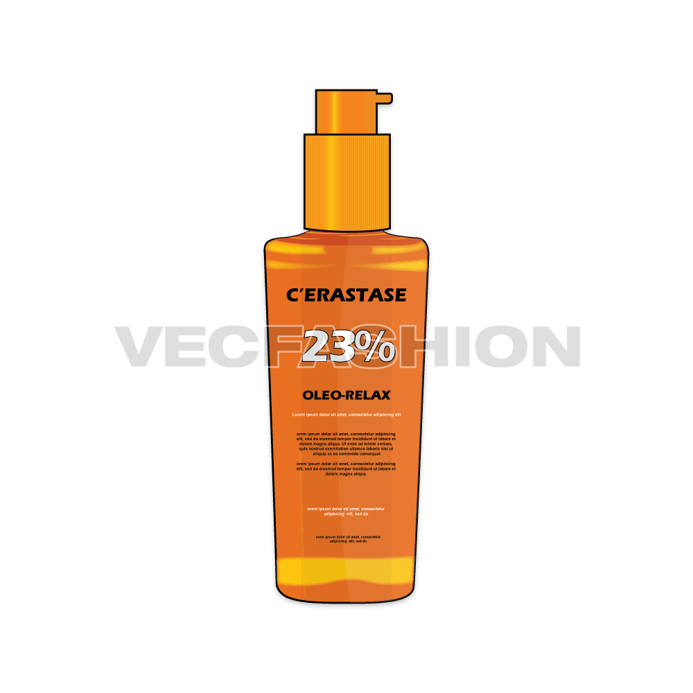 A new vector template of Skin Moisturizer. It is colored in orange color and have a plastic push press button system to dispense liquid inside. 