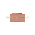 Smart leather wallet, zipper detail flat sketch, view 1