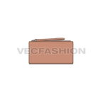 Smart leather wallet, zipper detail flat sketch, view 1