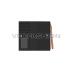 Smart leather wallet, zipper detail flat sketch, view 2