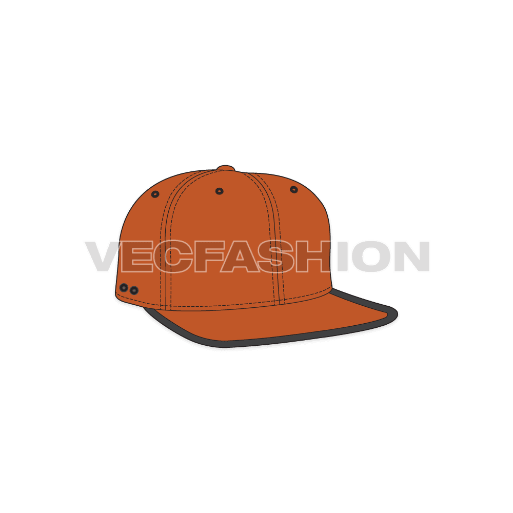 Snapback dad hat flat sketch, view 1