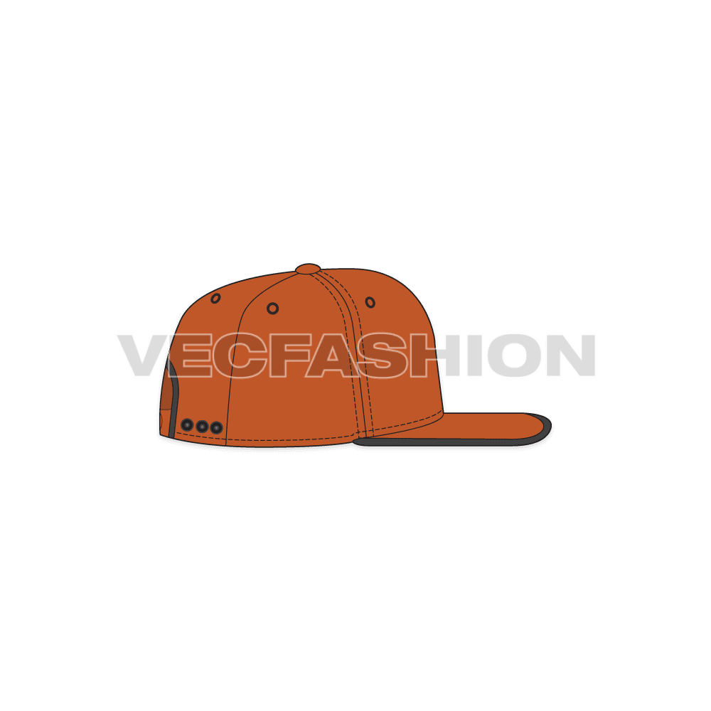 Snapback dad hat flat sketch, view 2