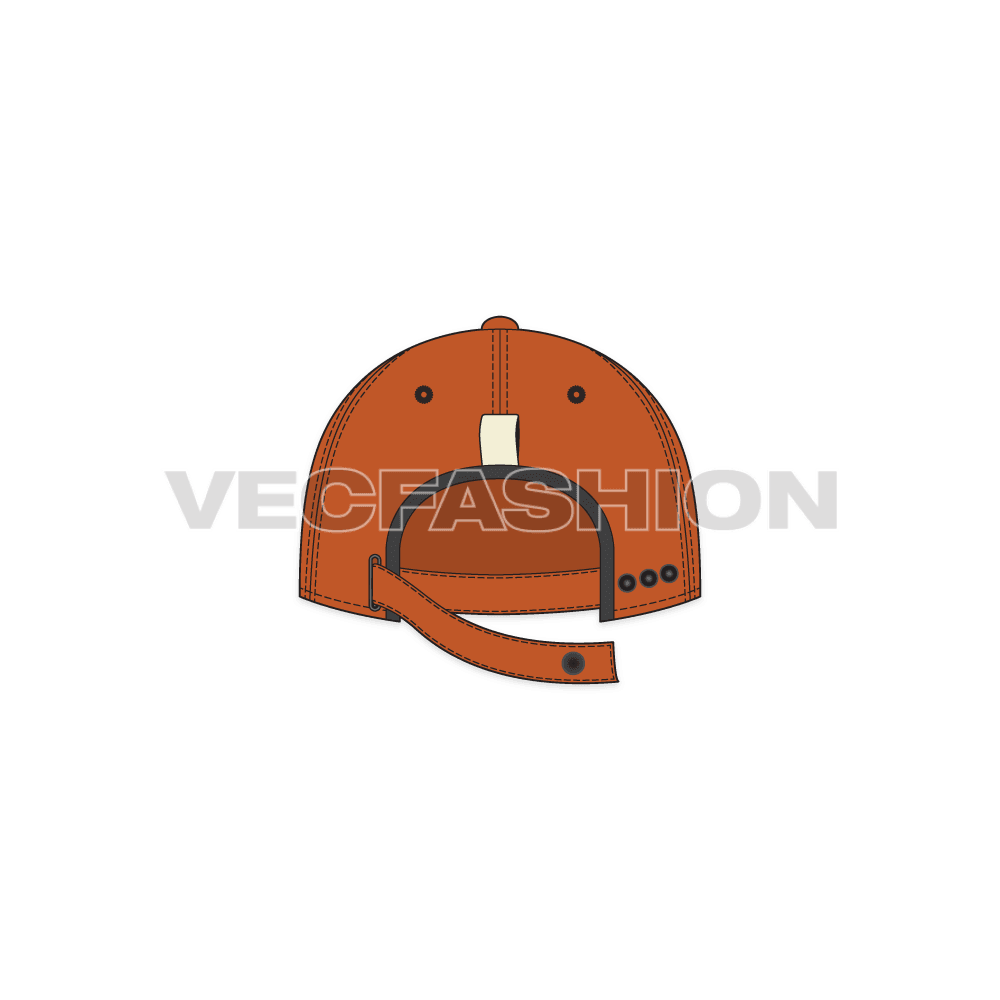 Snapback dad hat flat sketch, view 3