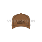 Snapback hat with curved peak flat sketch, view 2